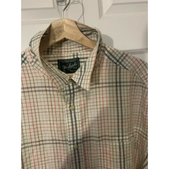 Woolrich Men’s Sz XL CREAM GREEN BROWN Gray Red SQUARES Stripes Shirt‎ plaid - Picture 7 of 7